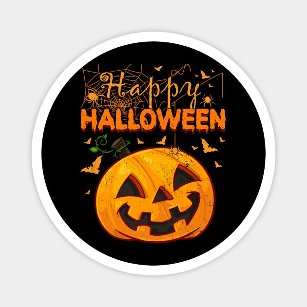 Funny Spooky Season Retro Pumpkin Happy Halloween Shirt Magnet by Krysta Clothing